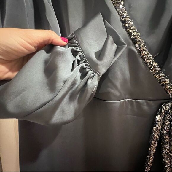 NWT Sachin and Babi Dorthea A-Line Gown Gunmetal with sparkle accent size 8 - Picture 15 of 17